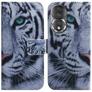 For Honor 80 Coloured Drawing Flip Leather Phone Case(Tiger)