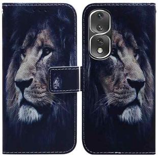 For Honor 80 Pro Coloured Drawing Flip Leather Phone Case(Lion)