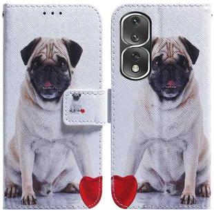 For Honor 80 Pro Coloured Drawing Flip Leather Phone Case(Pug)