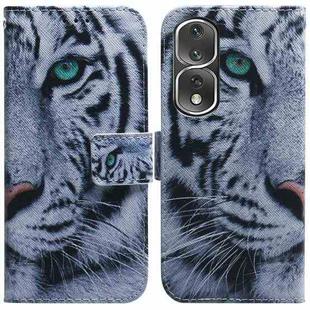 For Honor 80 Pro Coloured Drawing Flip Leather Phone Case(Tiger)