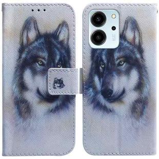 For Honor 80 SE Coloured Drawing Flip Leather Phone Case(White Wolf)
