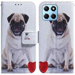 For Honor X8 5G Coloured Drawing Flip Leather Phone Case(Pug)