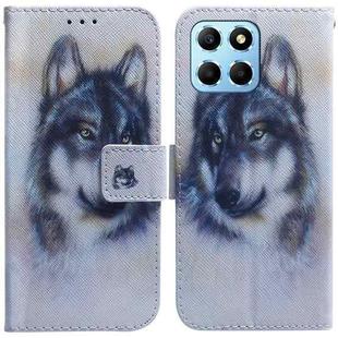 For Honor X8 5G Coloured Drawing Flip Leather Phone Case(White Wolf)