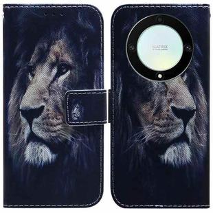 For Honor X9a Coloured Drawing Flip Leather Phone Case(Lion)