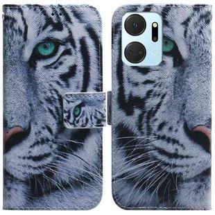 For Honor X7A Coloured Drawing Flip Leather Phone Case(Tiger)