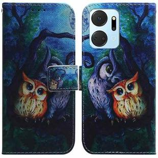 For Honor X7A Coloured Drawing Flip Leather Phone Case(Oil Painting Owl)