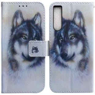 For Sony Xperia 1 IV 2023 Coloured Drawing Flip Leather Phone Case(White Wolf)