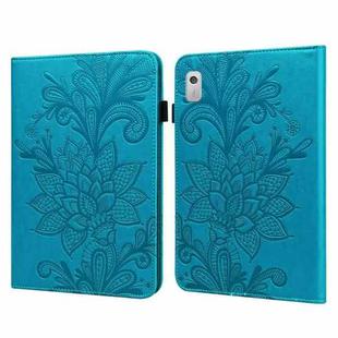 For Lenovo Tab M9 Lace Flower Embossing Pattern Leather Tablet Case(Blue)