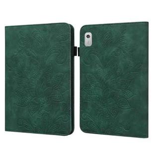 For Lenovo Tab M9 Lace Flower Embossing Pattern Leather Tablet Case(Green)