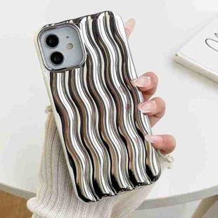 For iPhone 14 Pro Plating 3D Water Wave Texture Phone Case(Silver)