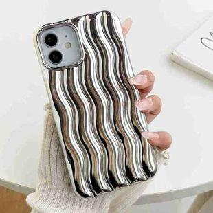 For iPhone 14 Plating 3D Water Wave Texture Phone Case(Silver)