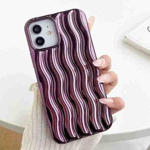 For iPhone 14 Plating 3D Water Wave Texture Phone Case(Purple)