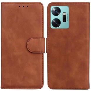 For Infinix Zero 20 / X6821 Skin Feel Pure Color Flip Leather Phone Case(Brown)