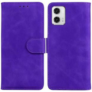 For Motorola Moto G73 Skin Feel Pure Color Flip Leather Phone Case(Purple)