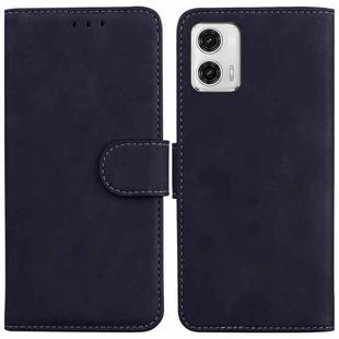 For Motorola Moto G73 Skin Feel Pure Color Flip Leather Phone Case(Black)