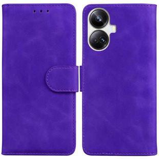 For Realme 10 Pro+ Skin Feel Pure Color Flip Leather Phone Case(Purple)