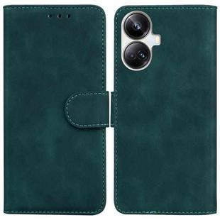 For Realme 10 Pro+ Skin Feel Pure Color Flip Leather Phone Case(Green)