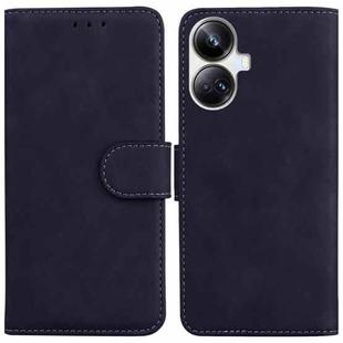 For Realme 10 Pro+ Skin Feel Pure Color Flip Leather Phone Case(Black)