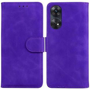 For OPPO Reno8 T 4G Skin Feel Pure Color Flip Leather Phone Case(Purple)