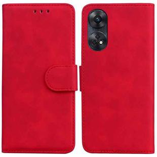 For OPPO Reno8 T 4G Skin Feel Pure Color Flip Leather Phone Case(Red)