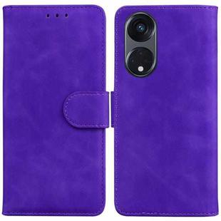 For OPPO Reno8 T 5G / A1 Pro 5G Skin Feel Pure Color Flip Leather Phone Case(Purple)