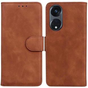 For OPPO Reno8 T 5G / A1 Pro 5G Skin Feel Pure Color Flip Leather Phone Case(Brown)