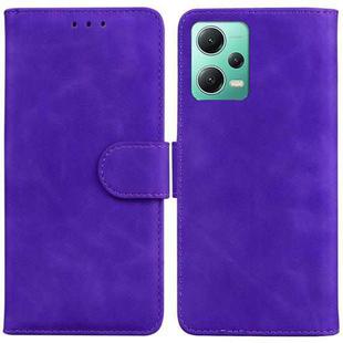 For Xiaomi Redmi Note 12 5G Skin Feel Pure Color Flip Leather Phone Case(Purple)