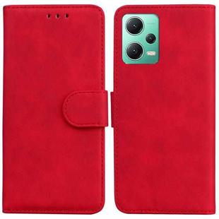 For Xiaomi Redmi Note 12 5G Skin Feel Pure Color Flip Leather Phone Case(Red)