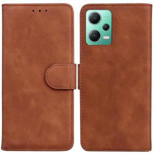 For Xiaomi Redmi Note 12 5G Skin Feel Pure Color Flip Leather Phone Case(Brown)