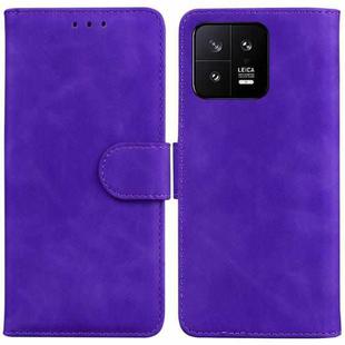 For Xiaomi 13 5G Skin Feel Pure Color Flip Leather Phone Case(Purple)