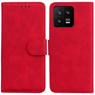 For Xiaomi 13 5G Skin Feel Pure Color Flip Leather Phone Case(Red)