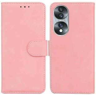 For Honor 70 Skin Feel Pure Color Flip Leather Phone Case(Pink)