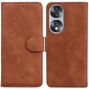 For Honor 70 Skin Feel Pure Color Flip Leather Phone Case(Brown)