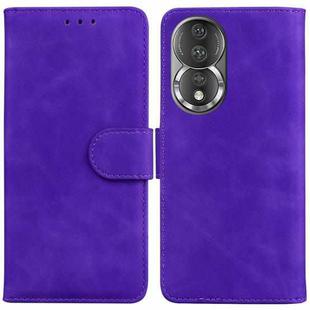 For Honor 80 Skin Feel Pure Color Flip Leather Phone Case(Purple)