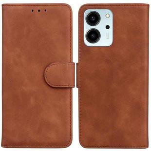 For Honor 80 SE Skin Feel Pure Color Flip Leather Phone Case(Brown)