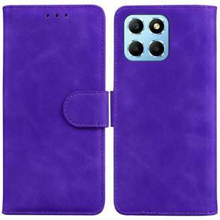 For Honor X8 5G Skin Feel Pure Color Flip Leather Phone Case(Purple)