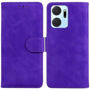 For Honor X7A Skin Feel Pure Color Flip Leather Phone Case(Purple)