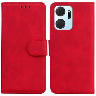 For Honor X7A Skin Feel Pure Color Flip Leather Phone Case(Red)