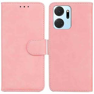 For Honor X7A Skin Feel Pure Color Flip Leather Phone Case(Pink)