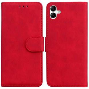 For Samsung Galaxy A04e / F04 / M04 Skin Feel Pure Color Flip Leather Phone Case(Red)