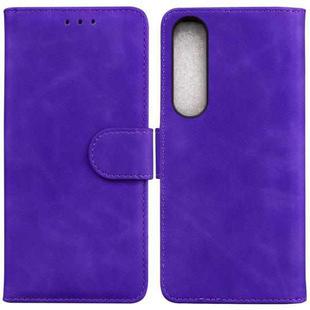 For Sony Xperia 1 IV 2023 Skin Feel Pure Color Flip Leather Phone Case(Purple)
