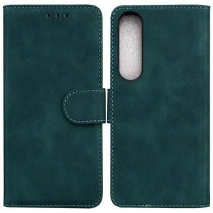 For Sony Xperia 1 IV 2023 Skin Feel Pure Color Flip Leather Phone Case(Green)