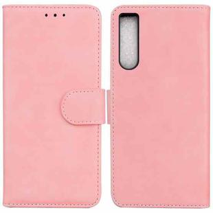 For Sony Xperia 10 IV 2023 Skin Feel Pure Color Flip Leather Phone Case(Pink)