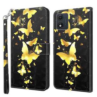 For Motorola Moto E13 3D Painting Pattern Leather Phone Case(Gold Butterfly)