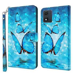 For Motorola Moto E13 3D Painting Pattern Leather Phone Case(Three Butterflies)