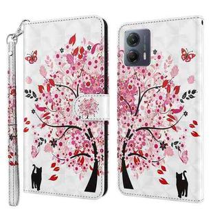 For Motorola Moto G13 / G23 / G53 3D Painting Pattern Leather Phone Case(Cat Under The Tree)