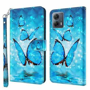 For Motorola Moto G13 / G23 / G53 3D Painting Pattern Leather Phone Case(Three Butterflies)