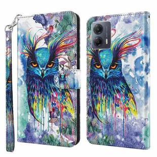 For Motorola Moto G13 / G23 / G53 3D Painting Pattern Leather Phone Case(Watercolor Owl)