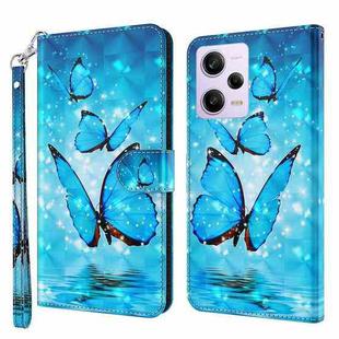 For Xiaomi Redmi Note 12 Pro 5G Global 3D Painting Pattern Leather Phone Case(Three Butterflies)