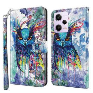 For Xiaomi Redmi Note 12 Pro 5G Global 3D Painting Pattern Leather Phone Case(Watercolor Owl)